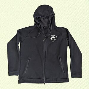 ALPHALETE Mens Hoodie‎ L LOGO Double Zip Black  Hooded Sweatshirt